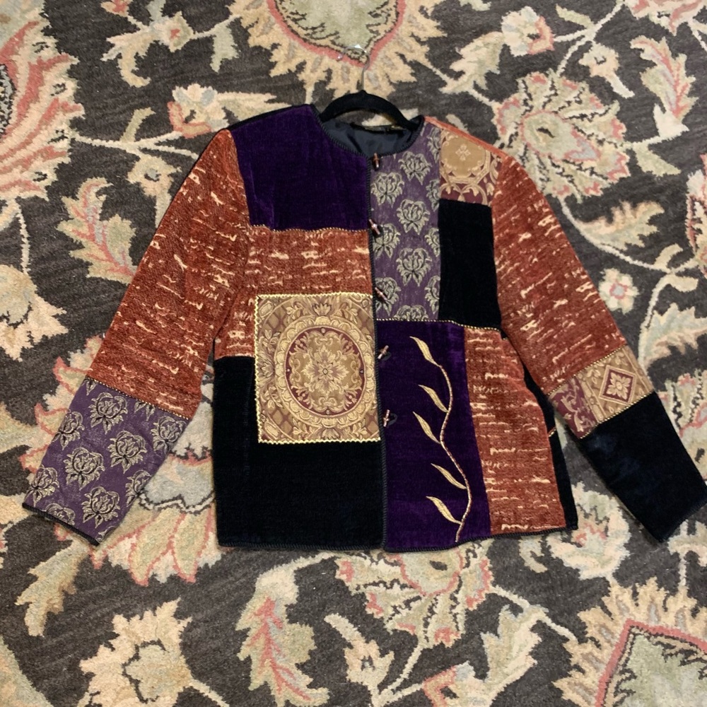 Julia Kim 90s Vintage Jewel Tones Brocade Jacket Shacket - Picture 4 of 15